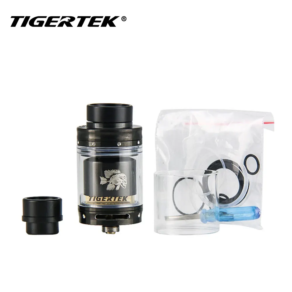 

Original Tigertek Mermaid RTA Tank Atomizer 3.5ml Capacity w/ Gold-plated Dual Coils Build Deck Top Refill Vape Tank vs Zeus RTA
