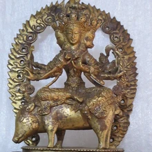 Bi001686 Тибет vintage Бронзовый gild Езды Свинья Marichi Maricideva свет Мать статуя Будды