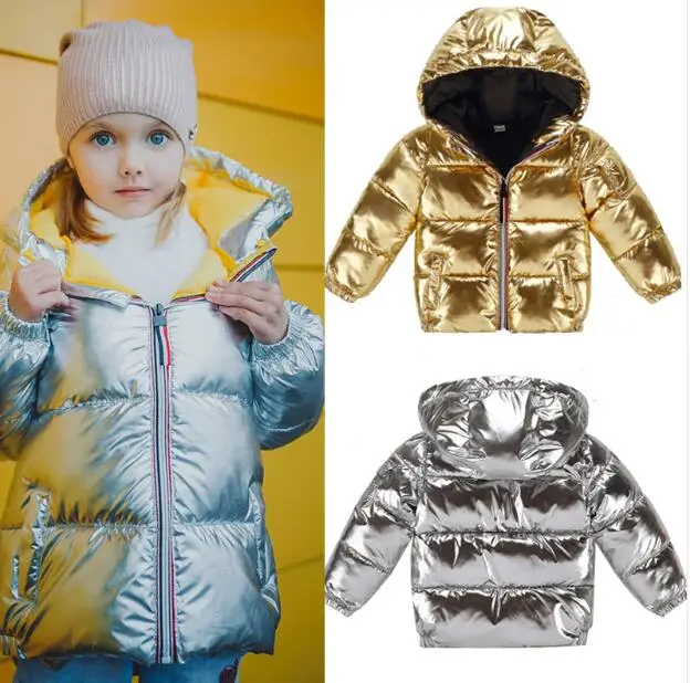

Children winter jacket for kids girls silver gold black Boys Casual Hooded Coat Baby Clothing Outwear kids Parka Jacket snowsuit