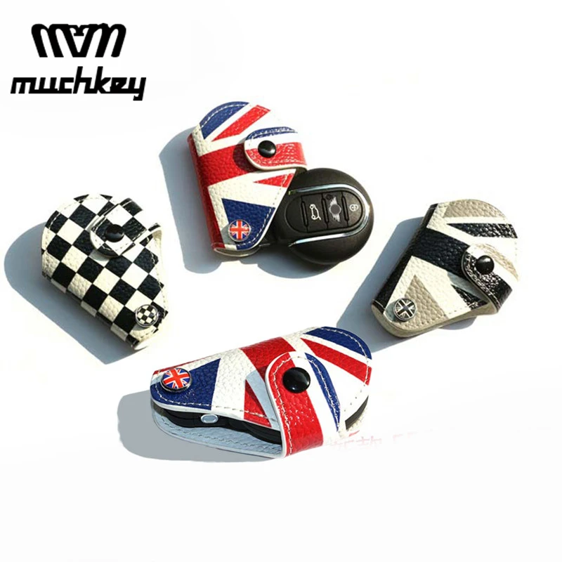 

Leather Car Key Case Cover For BMW New MINI COOPER F56 F55 2014 Keychain Decorative 1pc Key Holder Car Accessories Car-Styling