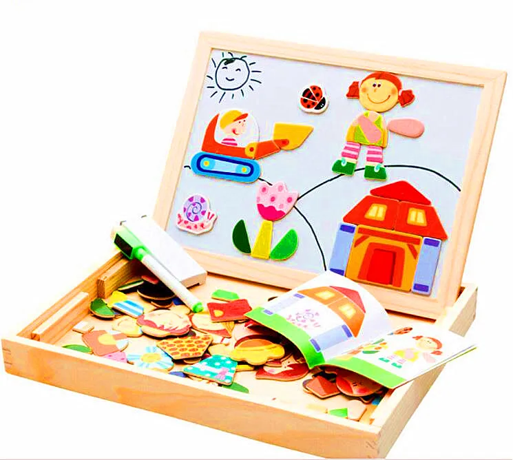 Монтессори игрушки развивающие деревянные игрушки для детей головоломка для раннего обучения Дети Магнитные наклейки игры - Цвет: 2