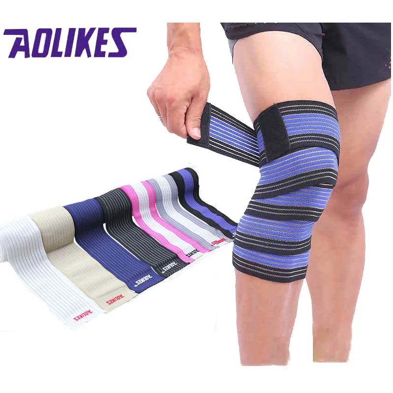 AOLIKES unids 1 pieza Bandagem Elastica rodilla Protector deporte cinta Kinesiológica banda elástica joelheira vendas deporte