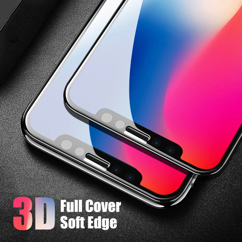 

AOXIN 3D Full Cover Curved Soft Edge Tempered Glass For iPhone X Screen Protector On The For Apple iPhone X 10 Full Glass Film