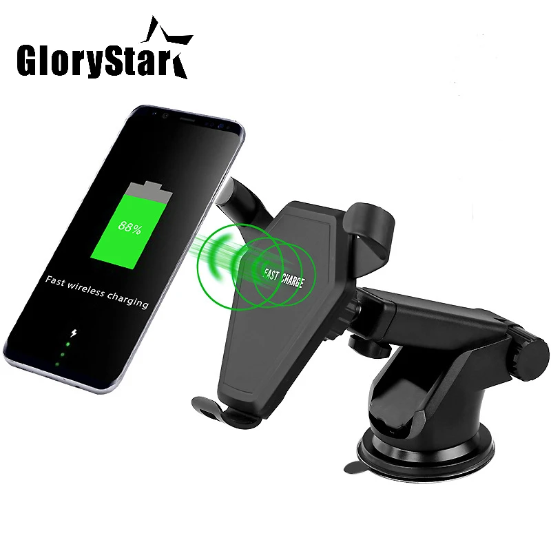 for iPhone X Qi Wireless Charger Fast Charging Car Charger for iPhone 8 Mobile Phone Charger with Car Holder for Samsung Galaxy