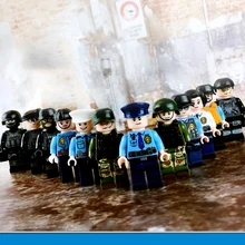 12 шт. DIY фигурки городской полицейский полковой полиции Военный полицейский строительный блок кирпичи игрушки Дети собрать город набор совместимы