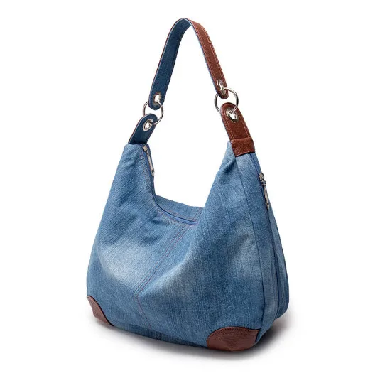 2022 large luxury ladies denim handbag big shoulder bag blue jeans handbag Jean Denim Tote Crossbody ladies shoulder bag 