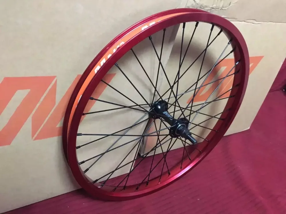 

Eastern NITROUS bmx front wheels bearings 36h hubs & 6061-T6 double wall rims &strips red