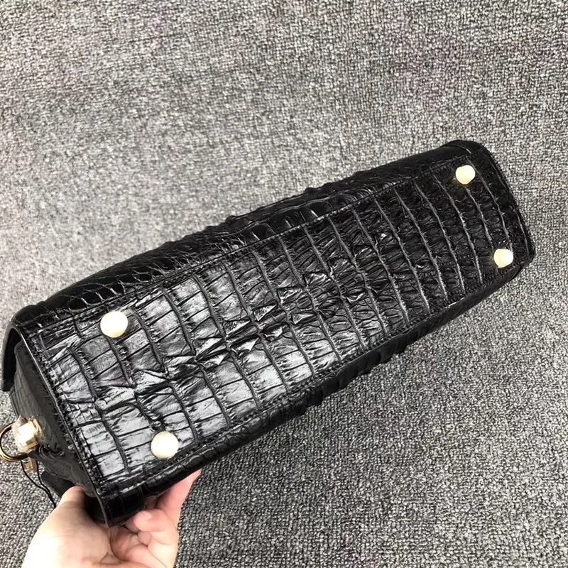Мужской портфель из натуральной кожи крокодила на молнии деловой аллигатора для