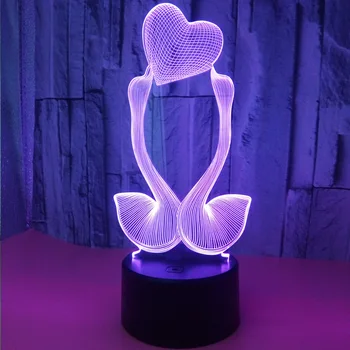 

Valentines day gift 7 Color change 3D Hologram swan heart Lamp Lights party favor anniversary gift for girlfriend present