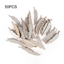 50 шт./упак. Лазерная Резка деревянных перо украшение Свадебная вечеринка для украшения дома, декорированные деревянные поделки своими руками подвесные украшения