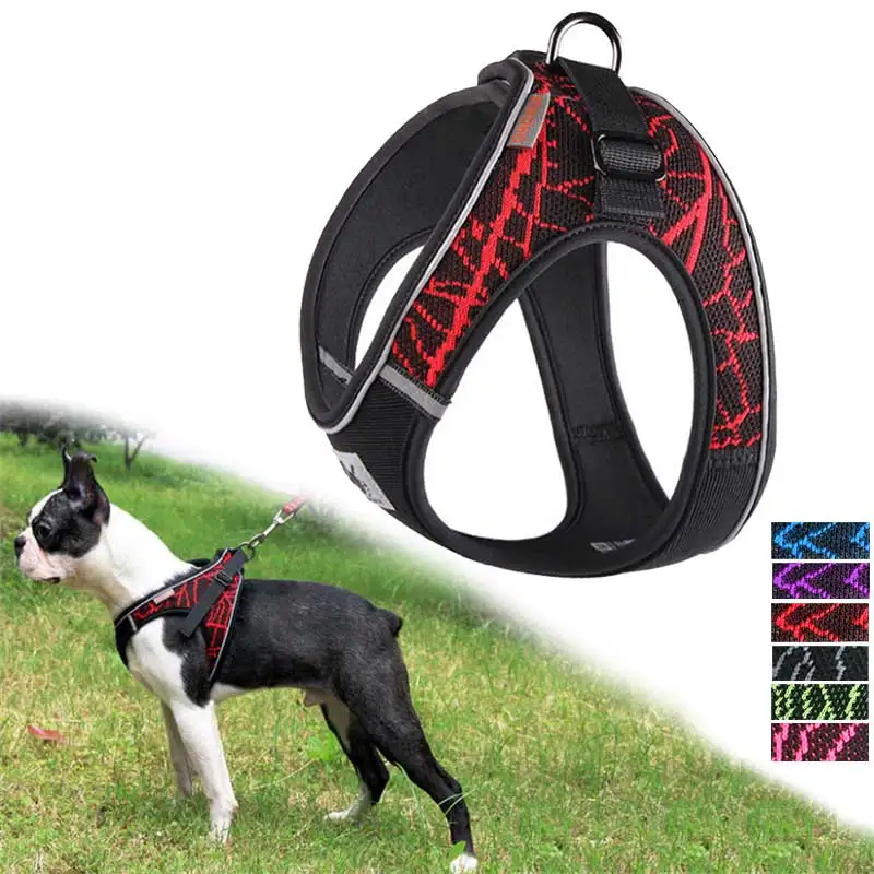 

Reflective Dog Harness No Pull Choke Free Pet Harness for Small Medium Dogs Breathable Padded Harness Vest For Bulldog Pug