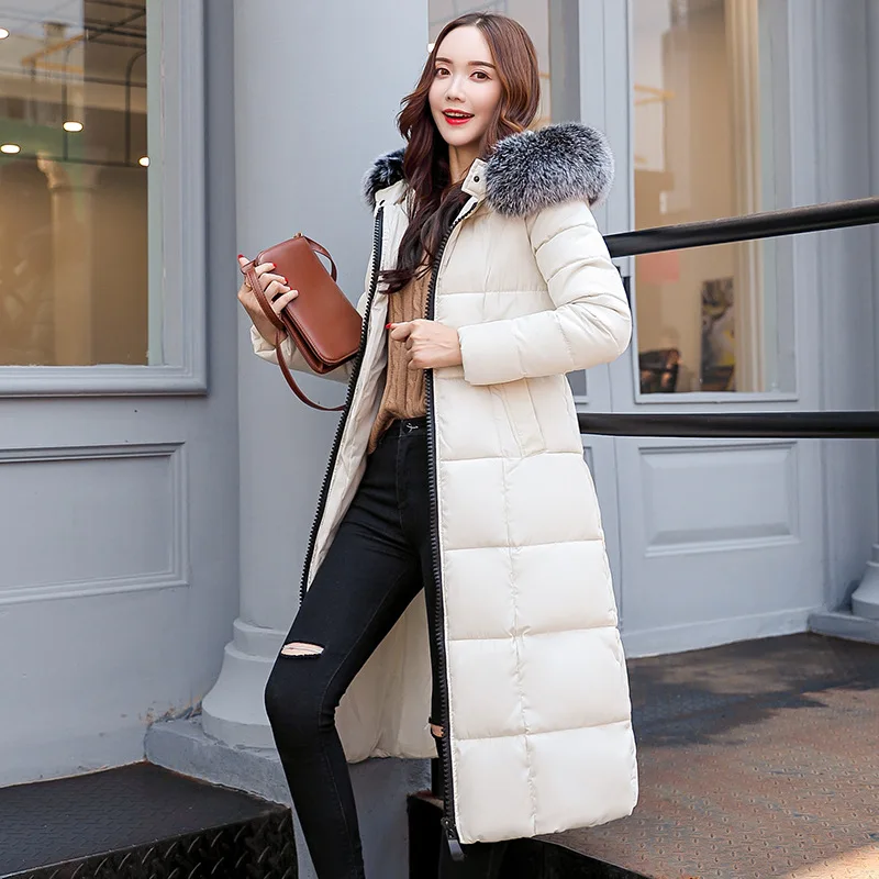 2018 winter women hooded coat fur collar thicken warm long jacket female plus size 3XL outerwear parka ladies chaqueta feminino Coats