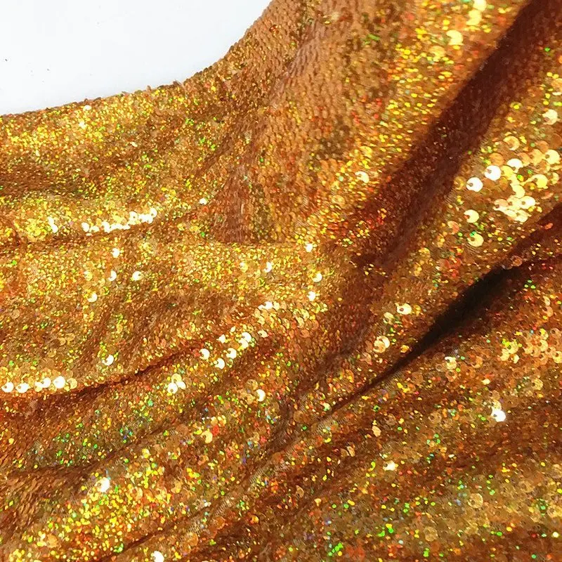 

GLace 1Y/lot 5mm Sparkly Gold Glitter Fabric Paillette Sequin Fabric for Clothes Stage Party Wedding Home Decor TX1073