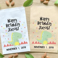 Пользовательские динозавров T-Rex детский день рождения попкорн Конфеты стол мороженого сумки Baby Shower Bakery Cookie десертов подарок сувениры сумки