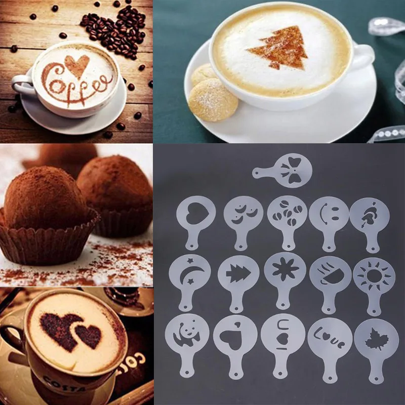 16Pcsset Coffee Latte Mold Dusting Pad Cappuccino Stencils Diy Cake Cookie Model Kitchen Art Baking Tools huismerk kopen in de aanbieding 16Pcsset Coffee Latte Mold Dusting Pad Cappuccino Stencils Diy Cake Cookie Model Kitchen Art Baking Tools huismerk kopen in de aanbieding