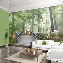 QINGCHUN пользовательские 3D ткань и текстильные обои для стен тканевые фотообои матовый шелк для гостиной Лес животных Олень фон