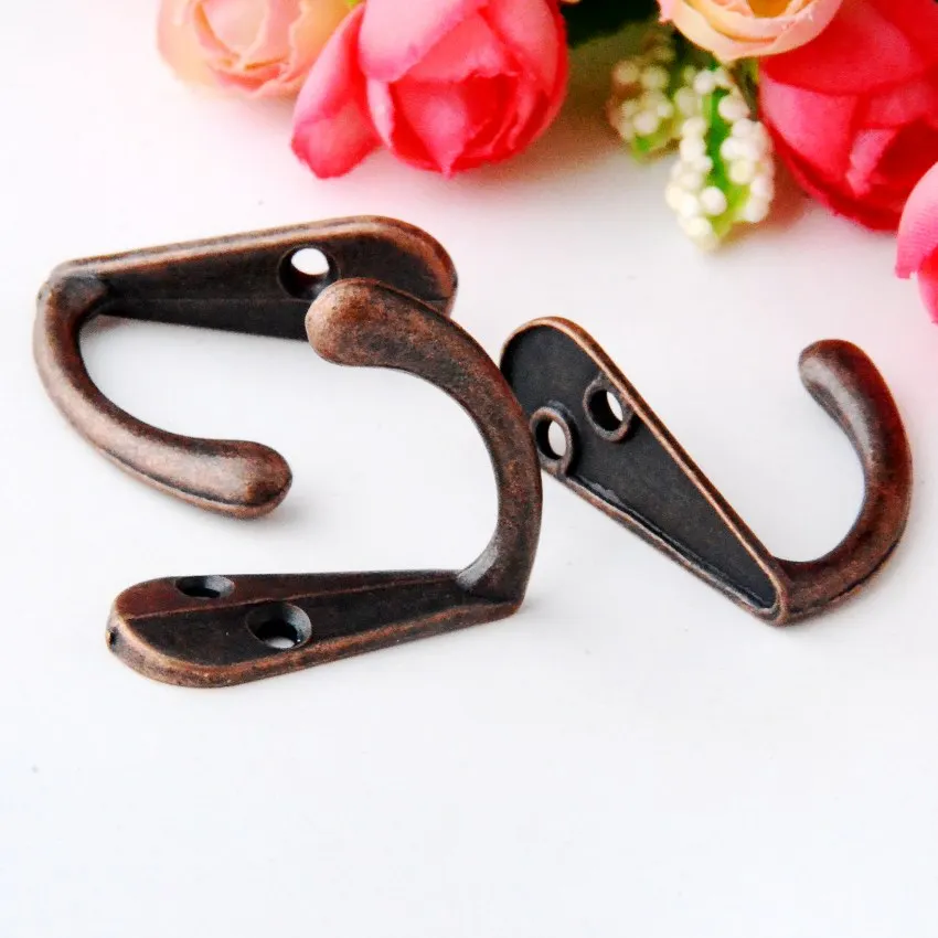 Free shipping 10pcs Copper Tone Metal coat hook bag clothes hanging 2