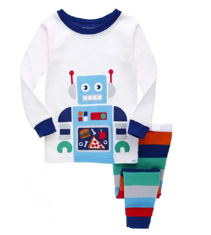 Детский Пижамный костюм с роботом пижама ночная рубашка для мальчиков Одежда для маленьких девочек нижние футболки детские пижамы Домашний спортивный костюм, одежда - Цвет: model 18