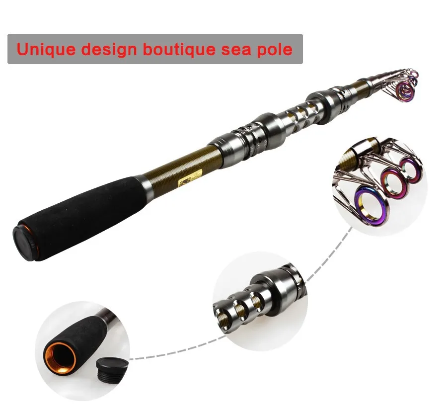 Vara de Pesca Vara de Pesca de Carbono Equipamento de Pesca Sougayilang Superhard Potência Telescópica Carpa Isca Mar Fiação de Carbono Pesca 2.1-3.0m Mão 3 Varas de pescar