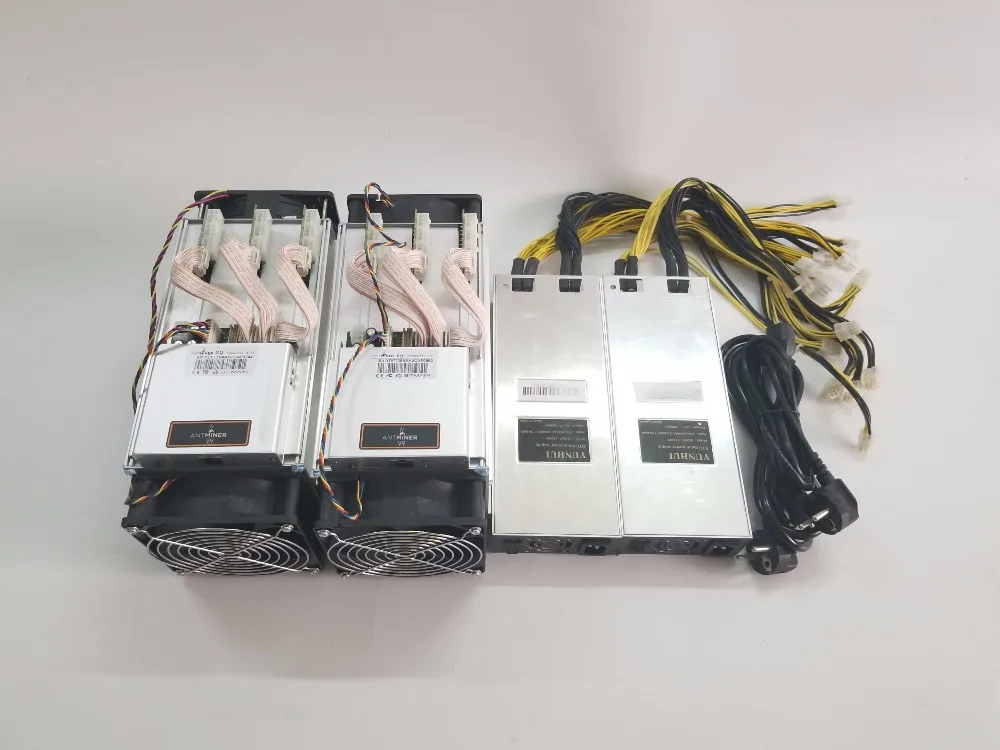 Новый, 2 предмета Asic шахтер BITMAIN AntMiner V9 4 T/S с БП Bitcoin шахтера БТД МПБ Шахтер лучше, чем S5 S7 S9 S9i WhatsMiner M3 T9 + E9