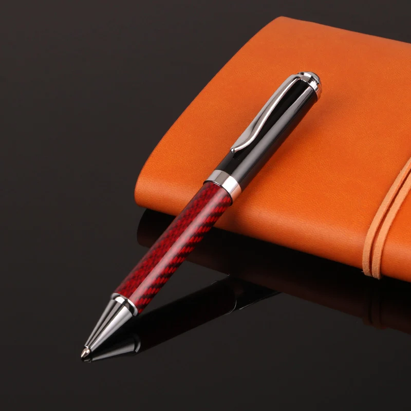Высококачественная Черная шариковая ручка из углеродного волокна mb/Шариковая ручка для школы офиса канцелярские брендовые ручки для письма - Цвет: red ballpoint pen