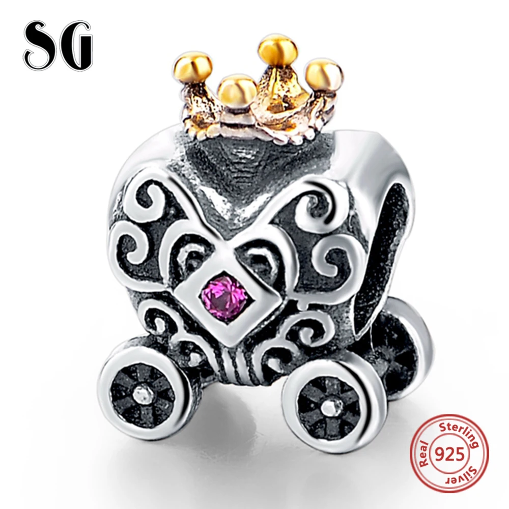 

Pumpkin Carriage Crown Pendant Beads For Women Bracelet Fit European Charms Silver 925 Original Fashion DIY Jewelry for women