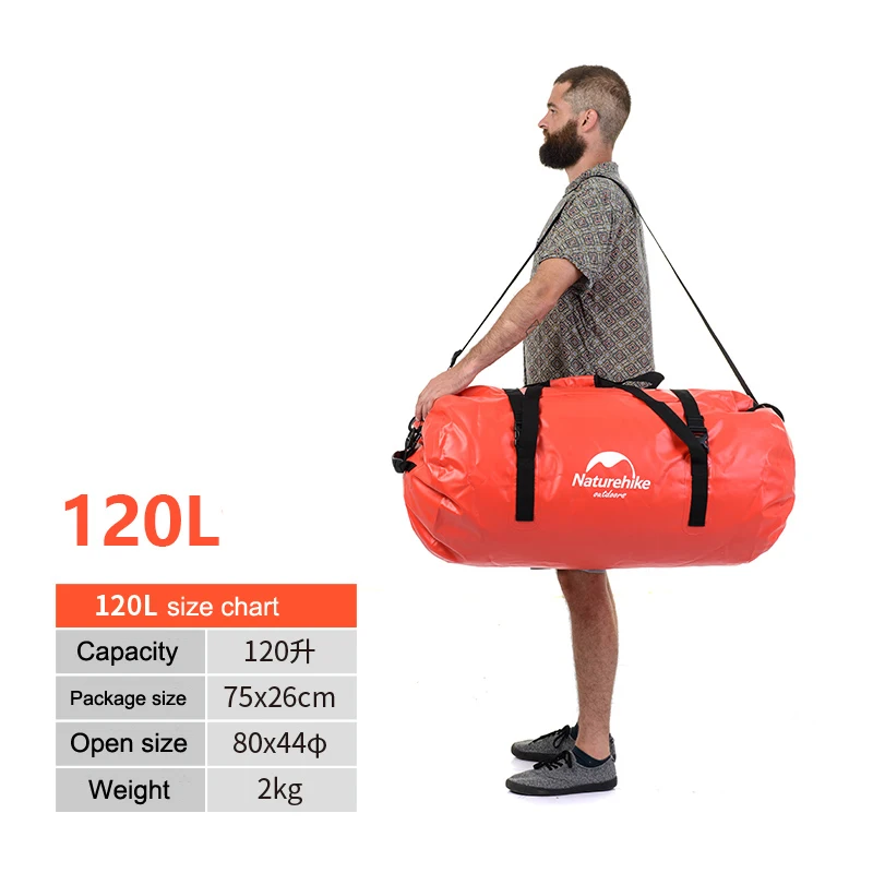 Naturehike Водонепроницаемый сумка для хранения плавательных принадлежностей Открытый сухой мешок NH16T002-S - Цвет: Orange 120L