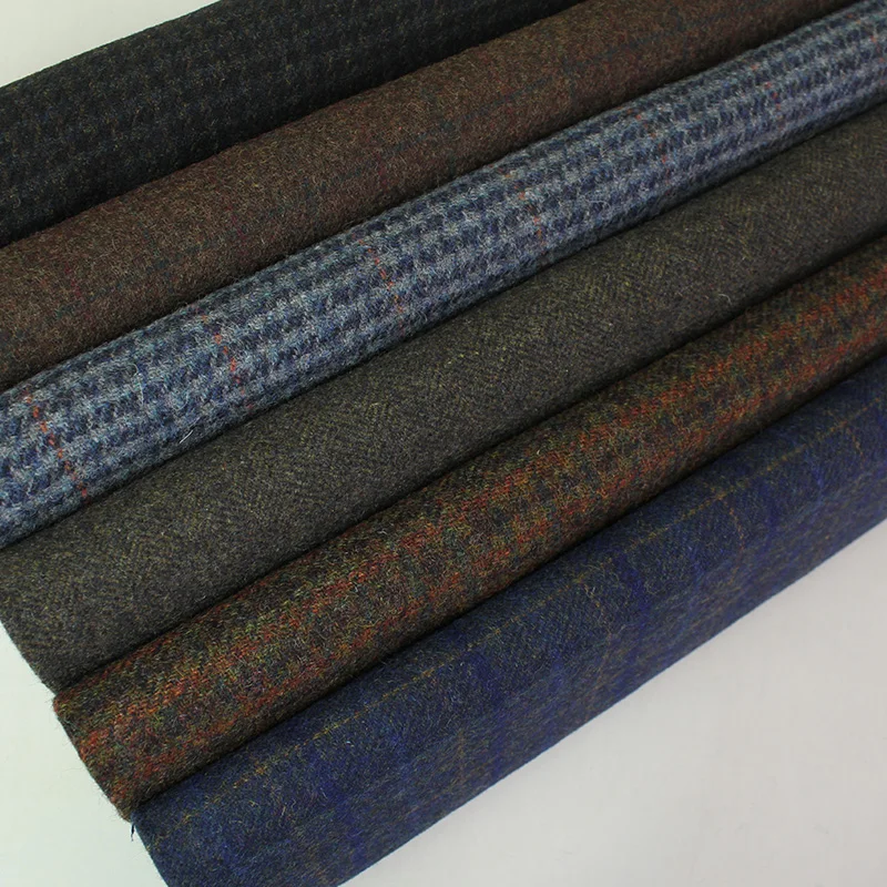 

houndstooth 100% wool Twill tweed wool fabric use suit