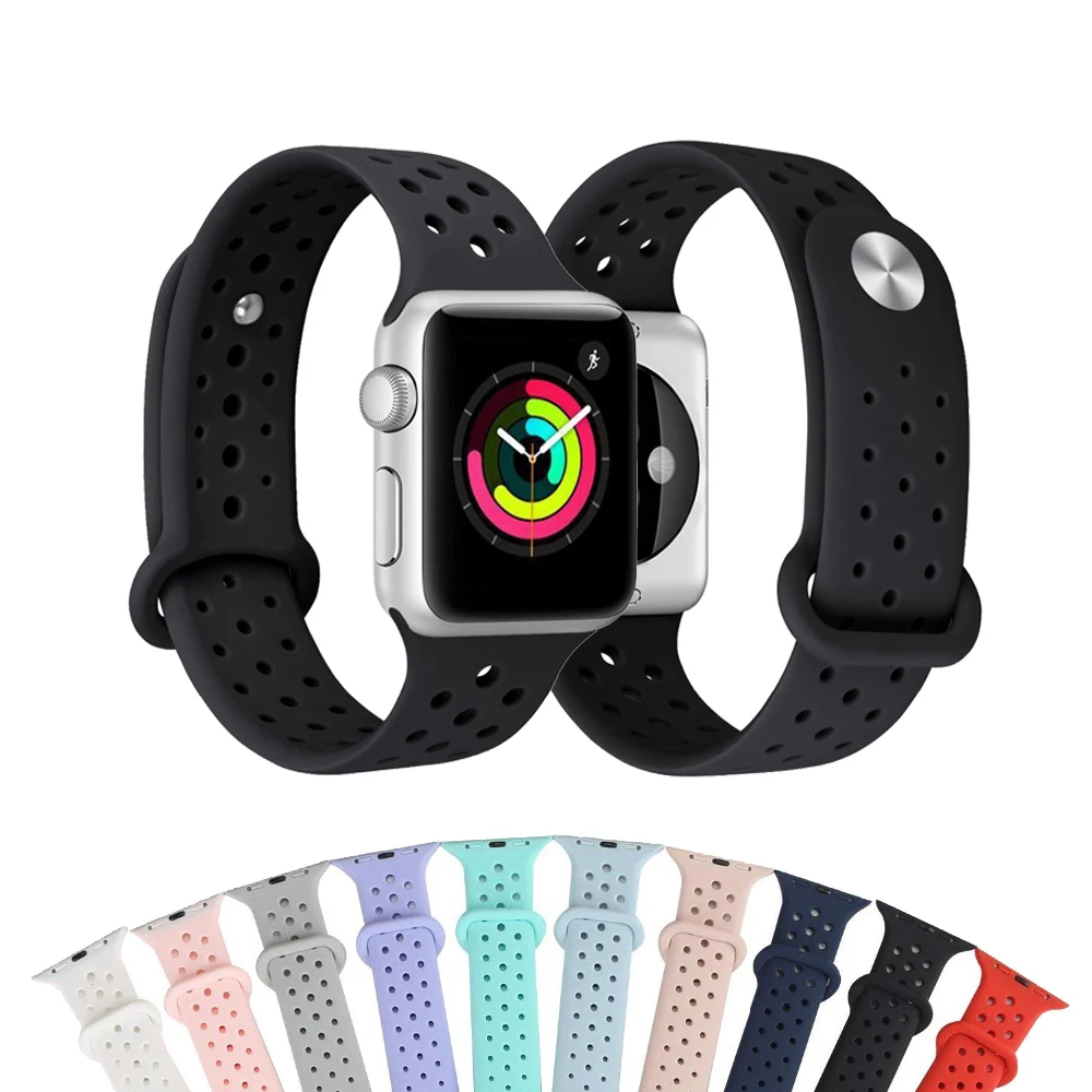 

Silicone strap For Apple watch band 42mm 38mm iwatch 3/2/1 bracelet sport wrist watch belt Rubber watchband Watch accessories