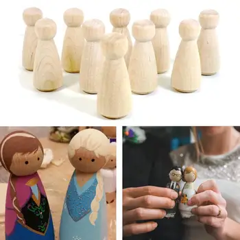 

10pcs Unpainted Wooden DIY Dolls for Wedding Cake Decoration Kids Painted Toys Unfinished Crafts DIY Paint Stain Children Gifts