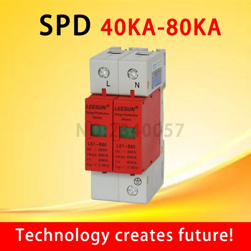 SPD 1 P+ N 40KA~ 80KA B~ 385VAC Защита от перенапряжения дома защитное предохранительное устройство низкого напряжения