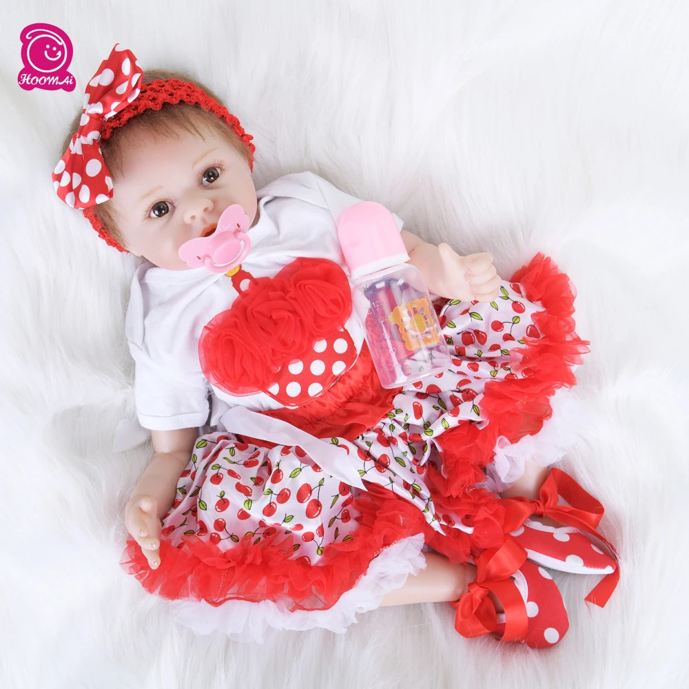 

22 Inch/55cm Silicone Reborn Baby Dolls Realistic Reborn Babies Cotton Body Lifelike Baby Dolls With Open Eyes Kids Sleeping Toy