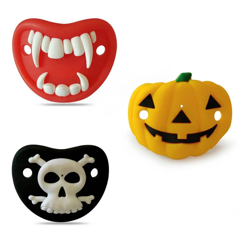 Food Grade Silicone Baby Pacifier Newborn Infant Dummy Pacifiers Skull Pumpkin Halloween Silicone Baby Nipple For Feeding