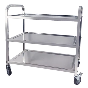 

3 Tier Stainless Steel Kitchen Hotel Serving Trolley Cart Catering Service Rolling Utility Cart Shelf Transport Storage Rack