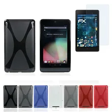 1х прозрачная защита экрана, х линия мягкая силиконовая Резина гель ТПУ оболочка кожаный чехол для Google Nexus 7 2012 поколение " планшет