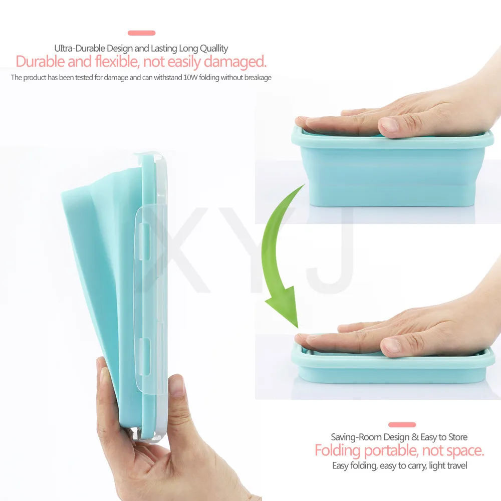XYj Силиконовый складной контейнер для обеда хранения еды Bento BPA бесплатно Microwavable