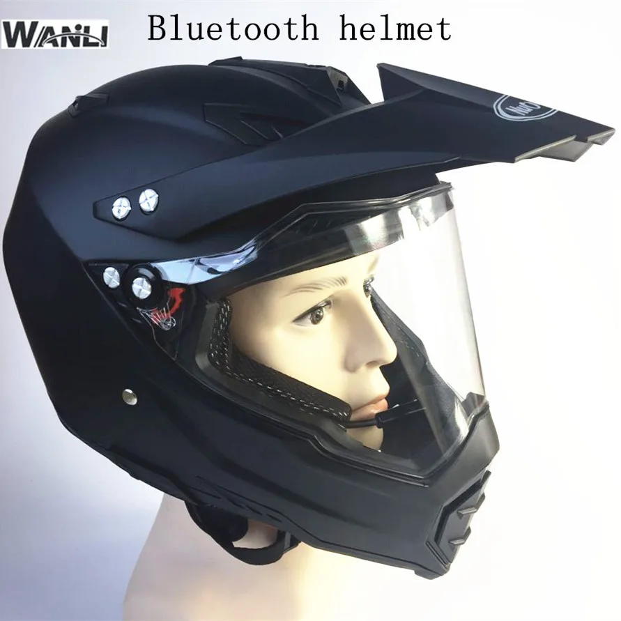 DOT Solid Matt Black Motorcycle Helmet Full Face Scooter Crash Motorbike Safety with bluetooth