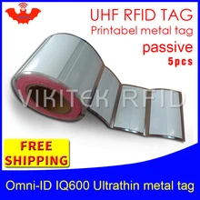 UHF RFID ультратонкий металл метка omni-ID IQ600 915 МГц 868 МГц Impinj Monza4QT EPC 5 шт. для печати Пассивная RFID этикетка
