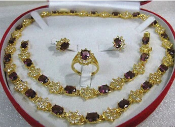 

HOT SELL - shitou 00562 Women's Jewelry Purple Necklace Bracelet Earring Ring -Top quality free shipping