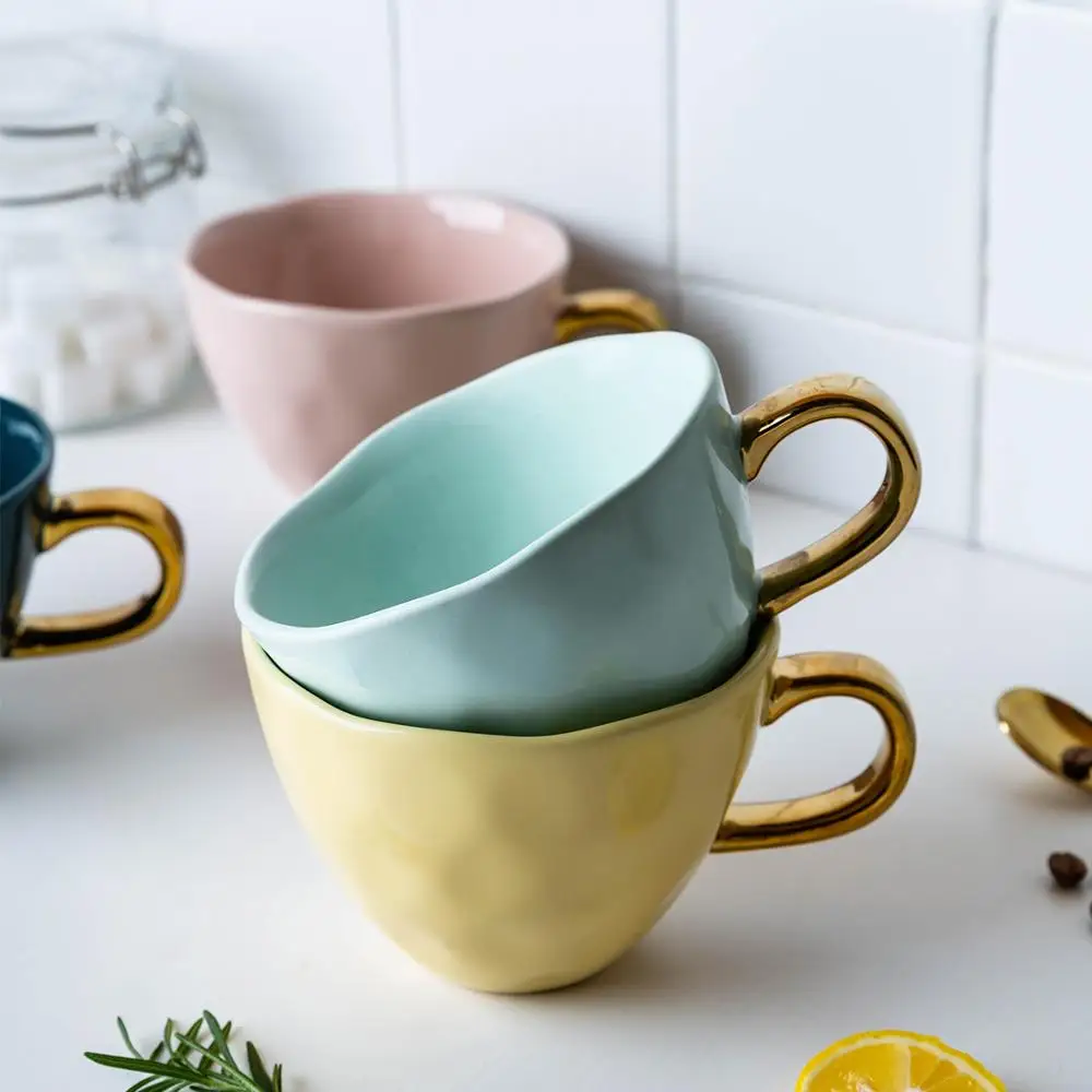 MDZF SWEETHOME Marble Ceramic Mug Gold Rim Coffee Milk Cup for Office and Home Perfect Gift for Family and Friend