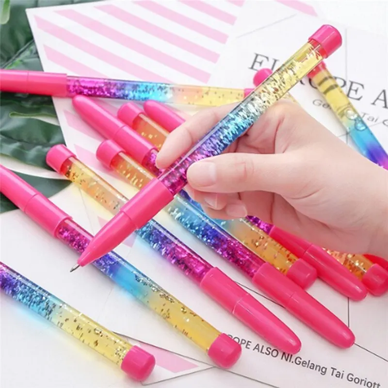 1PC Colorful Sequins Liquid Quicksand Gel Ink Pen Magic Wand Fairy Pens