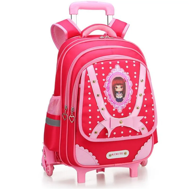 Kid's Travel Rolling luggage Bag School Trolley Backpack Girls backpack
