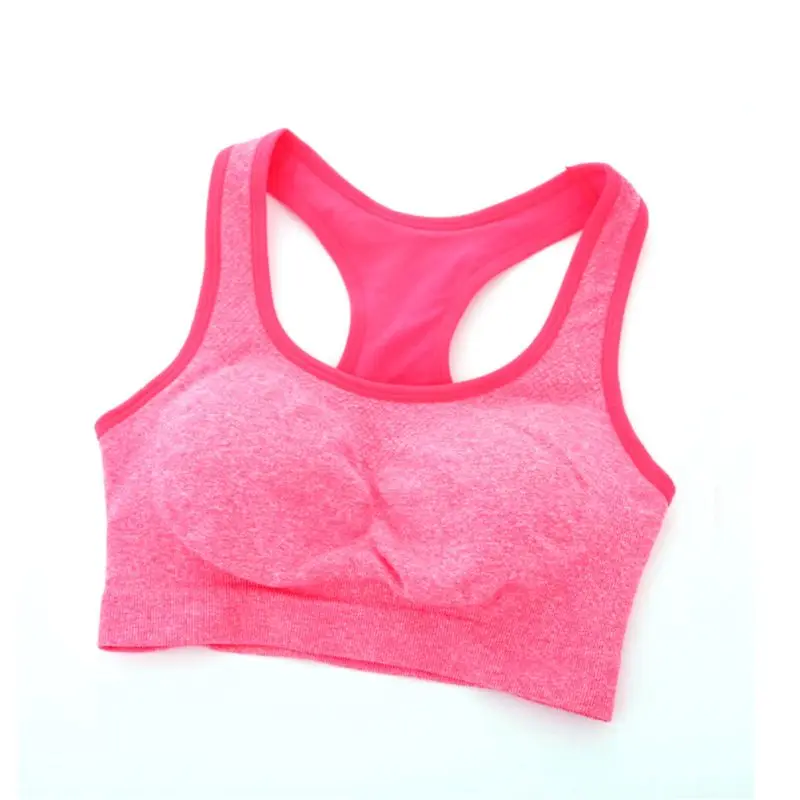 Womens Yoga Seamless Padded Tops Sports Bra Racerback Fitness Stretch Vest Top
