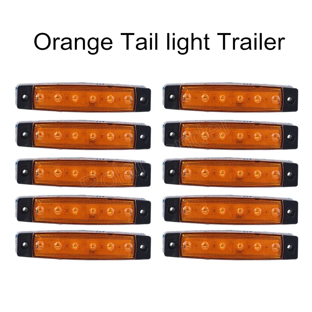 Высокого качества 2 шт. 6 светодиодный 24 v Янтарный, оранжевый прямоугольными боковыми Габаритные, задние лампы фонарь грузовой автомобиль