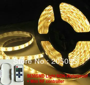 

Super Bright 5M 300 Leds 5630 LED Strip SMD Light NON-Waterproof 12V DC Warm White+ Mini wireless RF Remote Controller dimmer