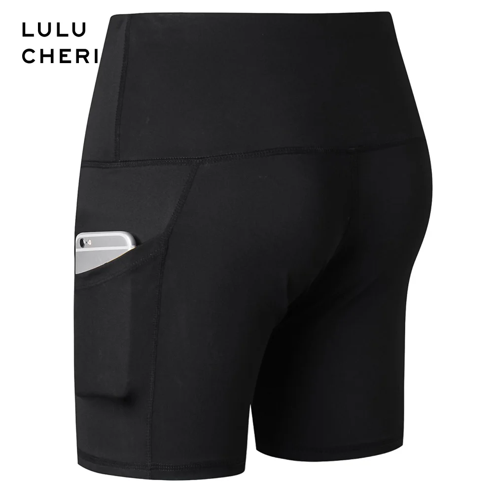 

2019 Summer High Waist Women Sexy Biker Shorts Pocket Patched Solid Skinny Cycling Shorts Active Wear Workout Slim Fitness Short