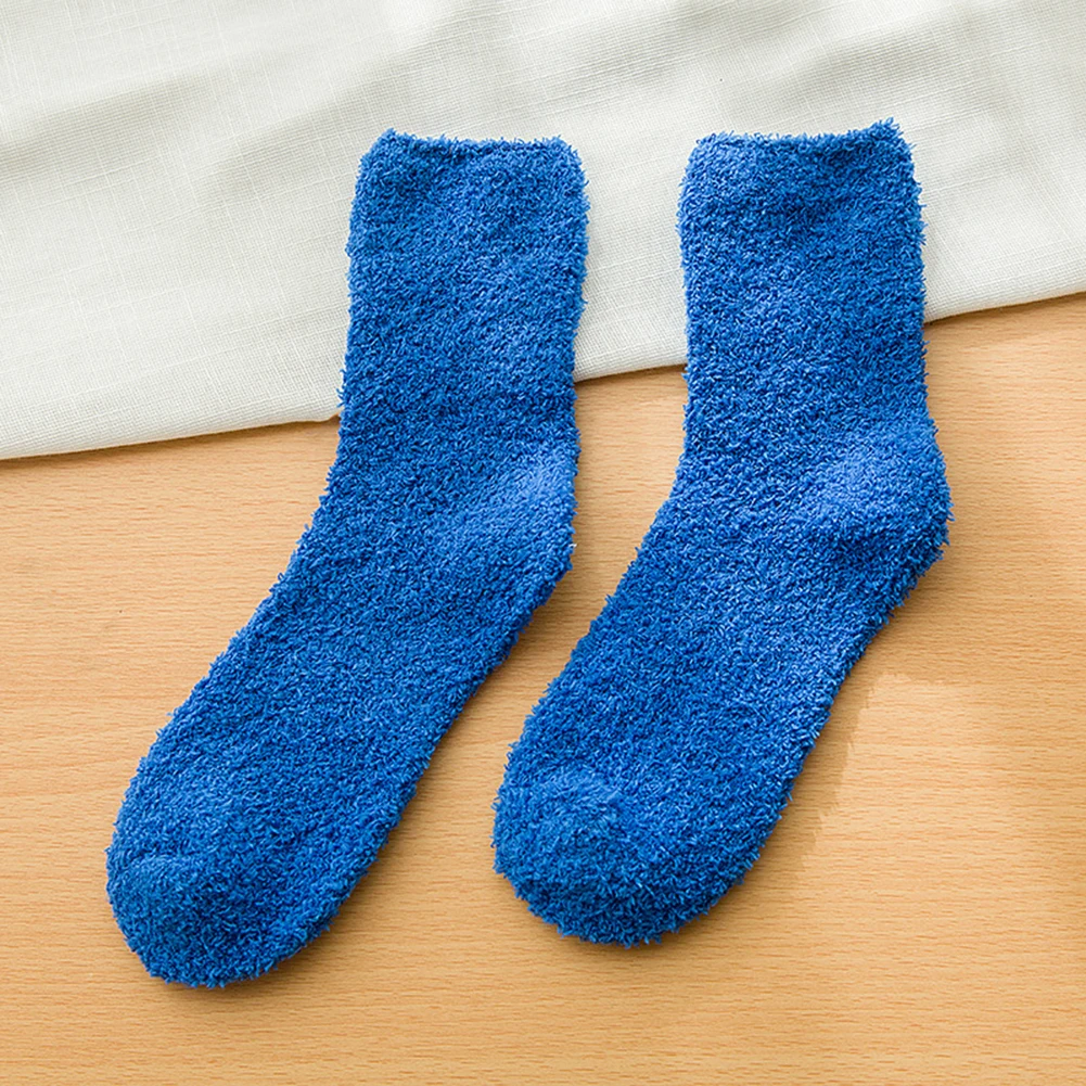 1 пара милых ярких цветов, однотонные мягкие женские пушистые носки, коралловые бархатные зимние теплые домашние тапочки для девочек, махровые ворсистые носки