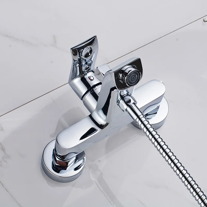 Günstige ROVATE Bad Dusche Wasserhahn mit Handheld Dusche Kopf, Bad Wasserhahn Kalt und Warmwasser Mischbatterie Messing Chrom