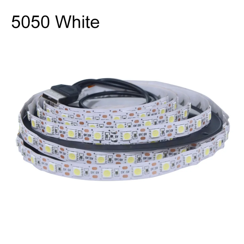 Гибкая светодиодная лента 5 в постоянного тока 5050 SMD USB RGB 50 см 1 2 3 4 м фосветильник