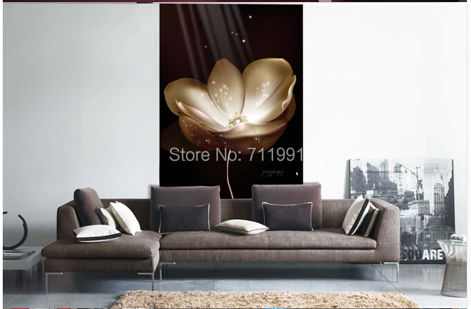 Пользовательские современная текстильная обоев, 3d росписи для ТВ гостиная диван Конференц-зал отеля спальня фон обои белый лотос